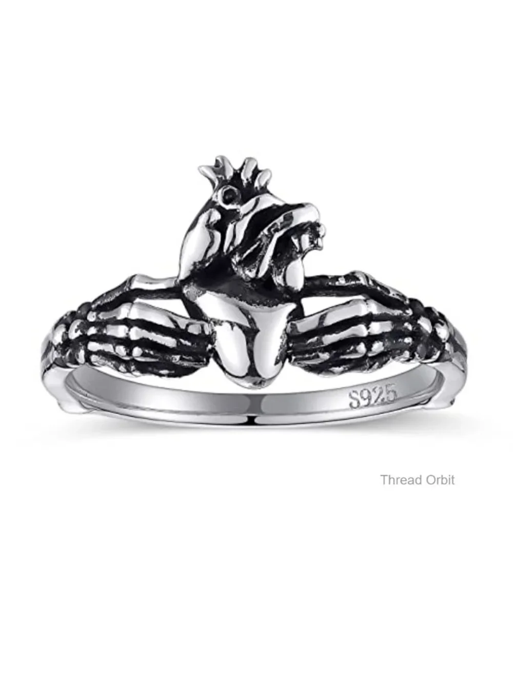 Skull Claddagh Heart Stackable Ring Gothic Statement Jewelry Gift